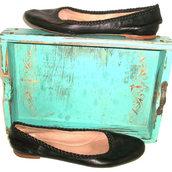 CHLOE Paris Black Leather Ballet FLats with Braided-Edging 39.5M 9.5M $595 - Picture 1 of 8